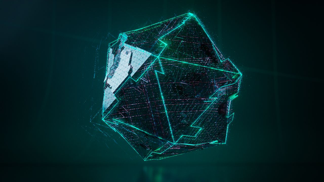 Mastering the First Impression: Your intriguing post title goes here Abstract 3D geometric shape with neon green glow, digital art style, futuristic concept.